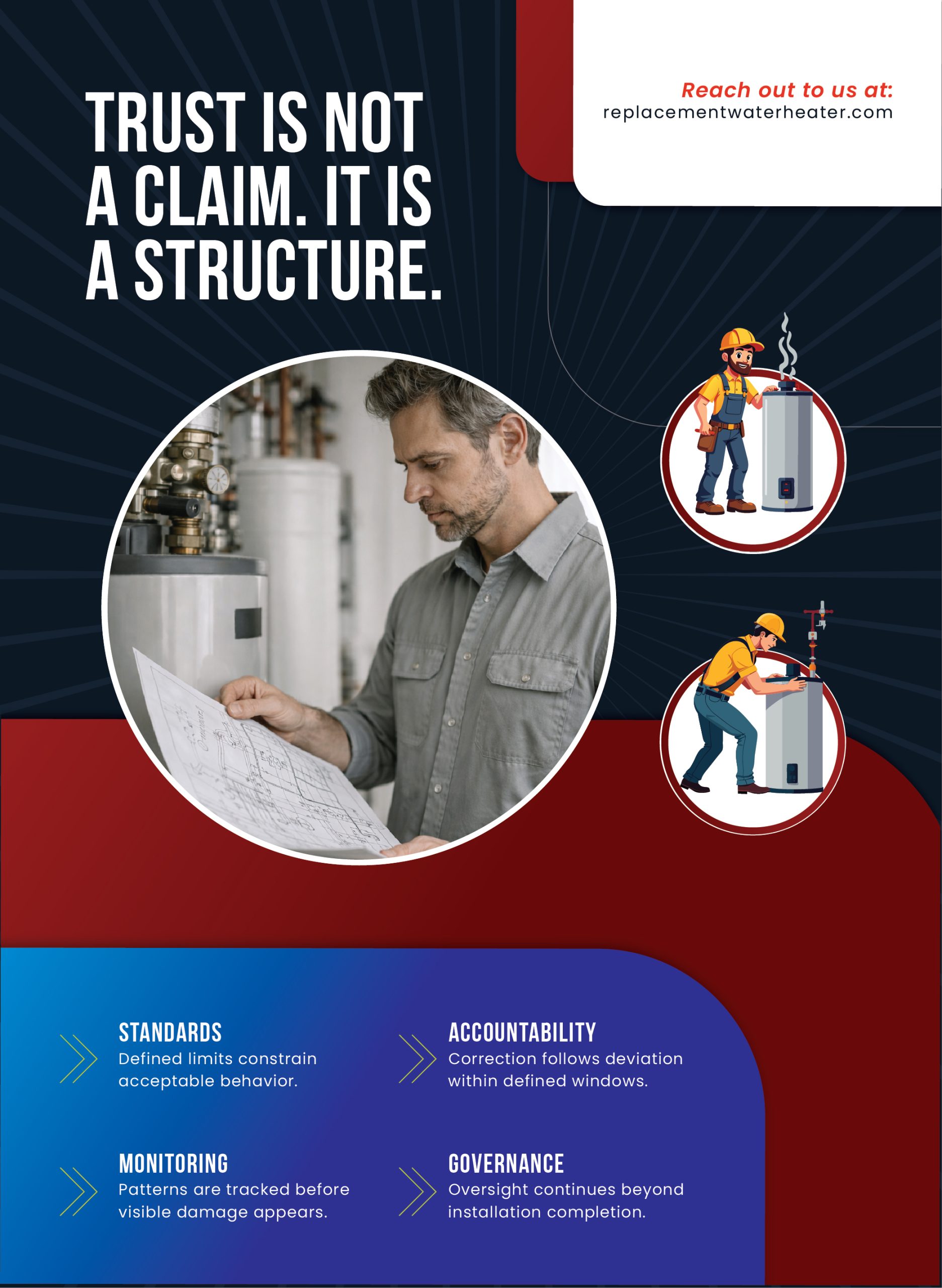 02 Replacement Water Heater Posters TRUST IS ENGINEERED NOT CLAIMED Scaled